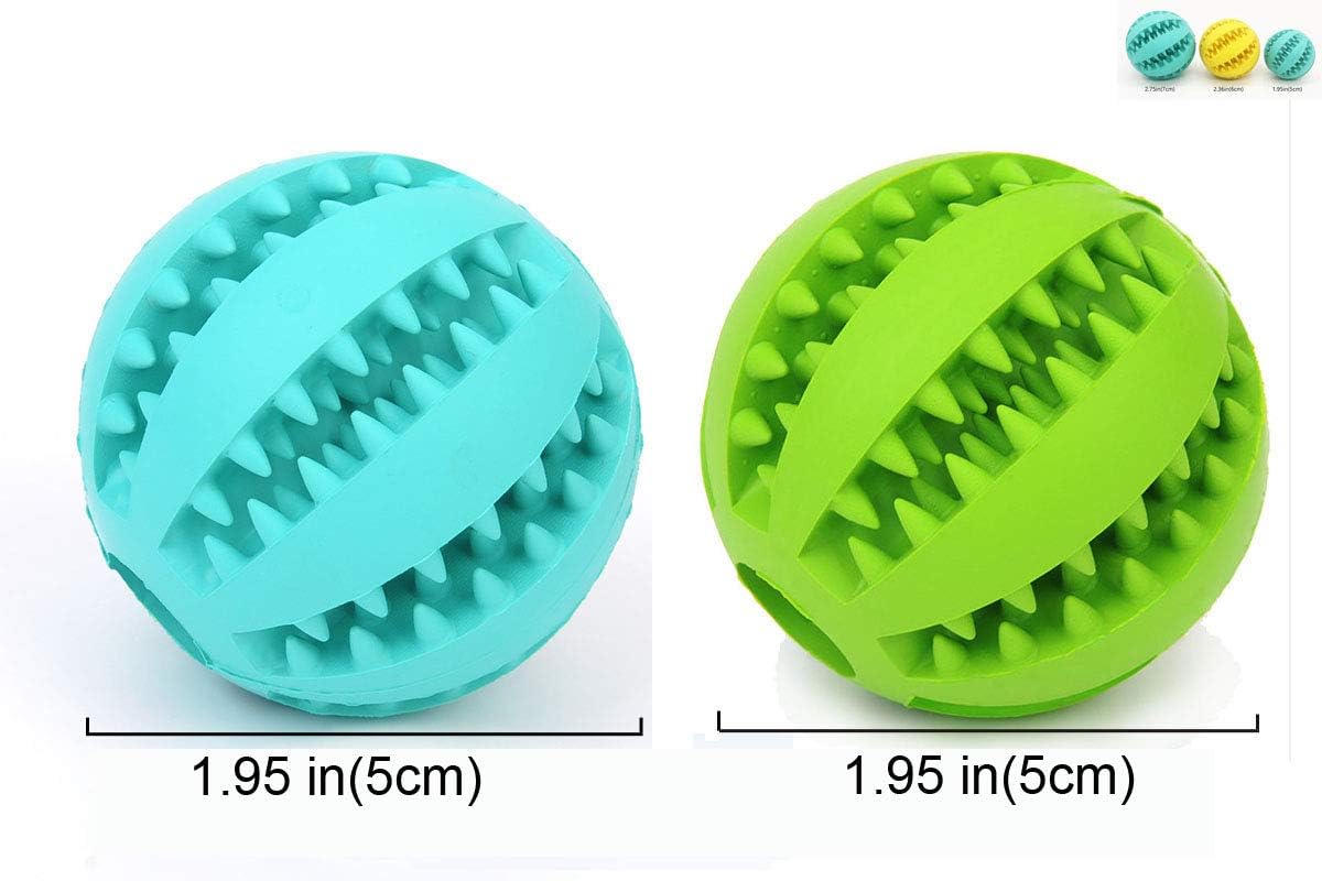 2 Pack Dog Toy Ball - Nontoxic Bite Resistant Teething Toys for Small/Medium/Large Dog and Puppy Cat, Dog Pet Food Treat Feeder Chew Tooth Cleaning Exercise Game IQ Training