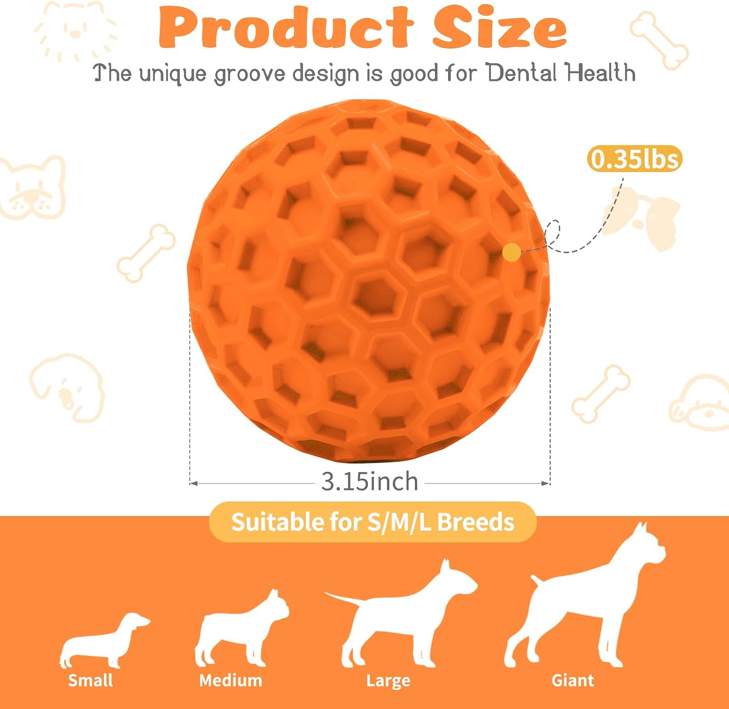 Indestructible Squeaky Dog Toys, Interactive Dog Balls 2 Pack, Chew Toys for Aggressive Chewers, Natural Rubber Puppy Toy for Large/Medium Dogs, Tough Puppy Teething Toy, Relieve Anxiety