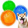 Squeaky Balls for Dogs Small, Fetch Balls Rubber 3 Pack Bright Colors,  Puppy Dog Toys, Squeaky Spike Chew Toys for Small Puppy