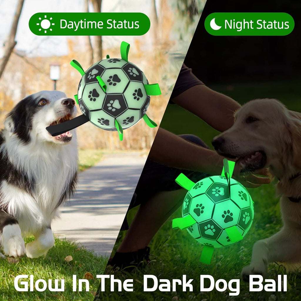 Premium Dog Ball, Glow in The Dark Dog Toys, Light Up Soccer Ball for Dogs, Outdoor Dog Toys, Doggy Water Toy, Puppy Birthday Gifts for Small Medium (6 Inch)