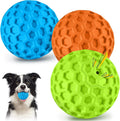 Indestructible Squeaky Dog Balls for Aggressive Chewers, Interactive Dog Toys to Keep , Rubber Dog Chew Toy for Large Medium Breeds, Outdoor Waterproof (3 Colors)