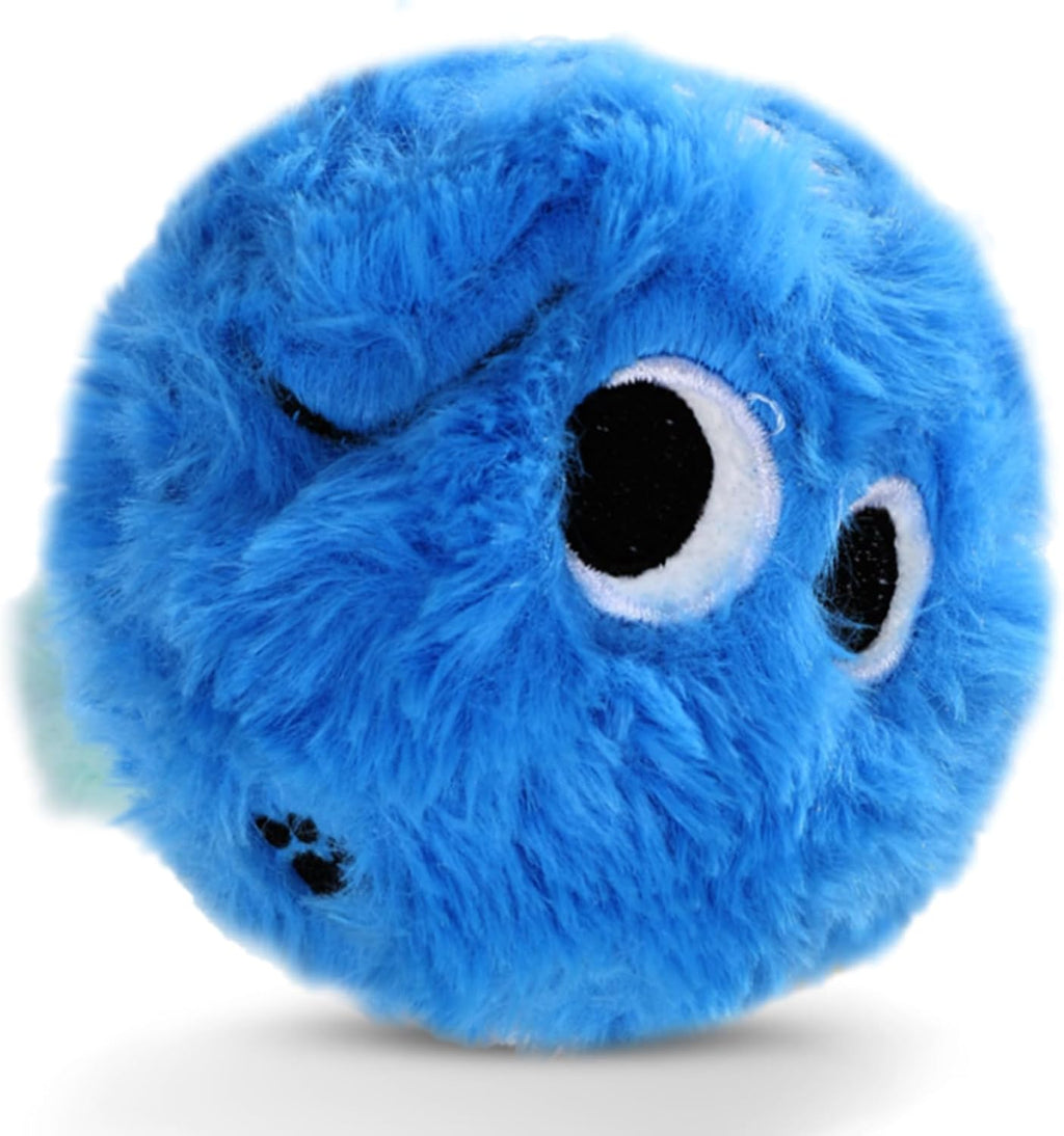 Plush Squeaky Dog Toy Ball, No Stuffing Dog Chew Toys for Small Meduim Breed, Interactive Fetch Puppy Teething Pet Training, Soft & Durable, Small Cute Blue Berry Dog Design, Built in Squeaker, 3.1''