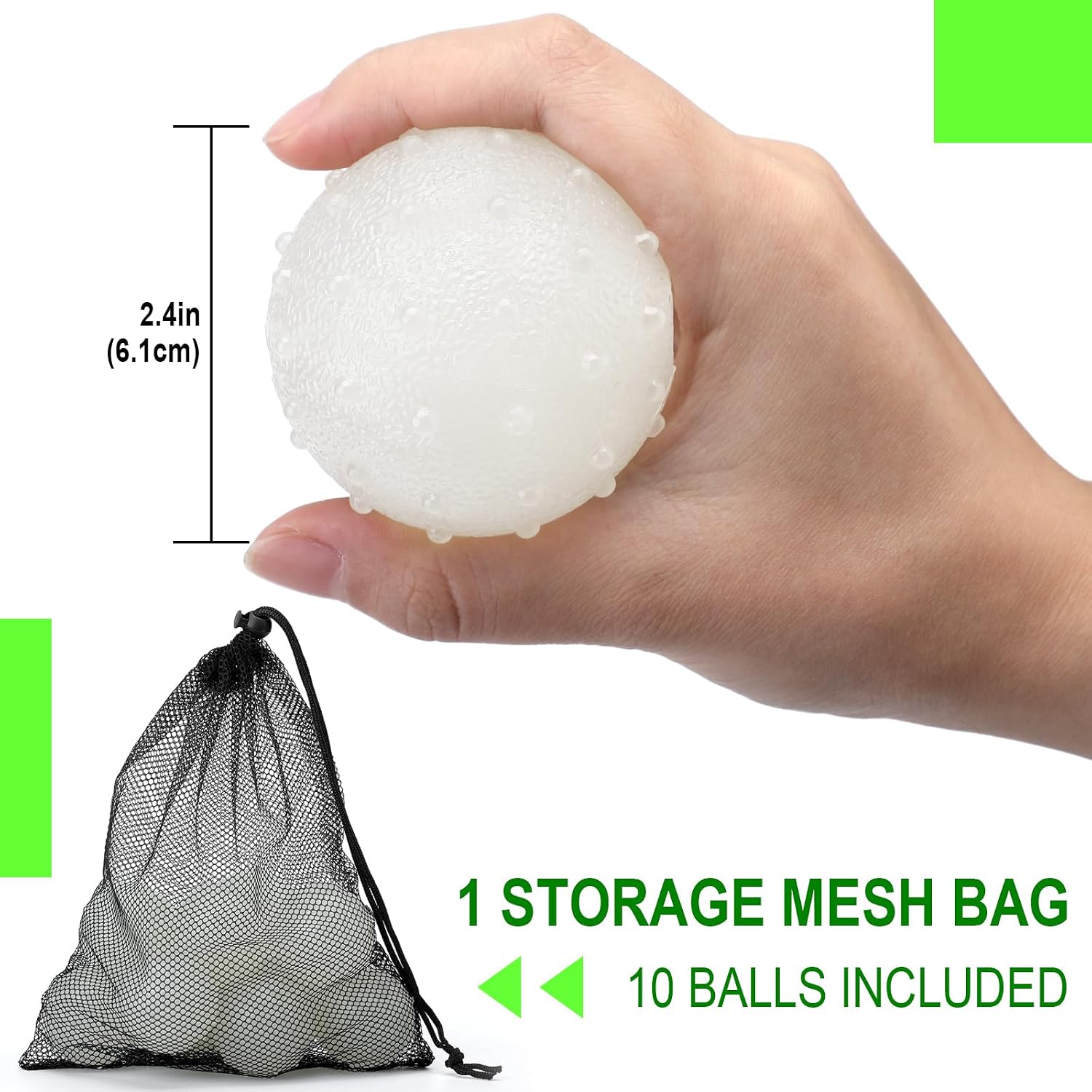 10 Pcs Glow in The Dark Dog Toys 2.4 Inch Dog Balls Rubber Glowing Fetch Ball with Net Bag for Puppy Small Medium Dogs