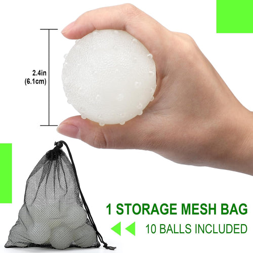 10 Pcs Glow in The Dark Dog Toys 2.4 Inch Dog Balls Rubber Glowing Fetch Ball with Net Bag for Puppy Small Medium Dogs