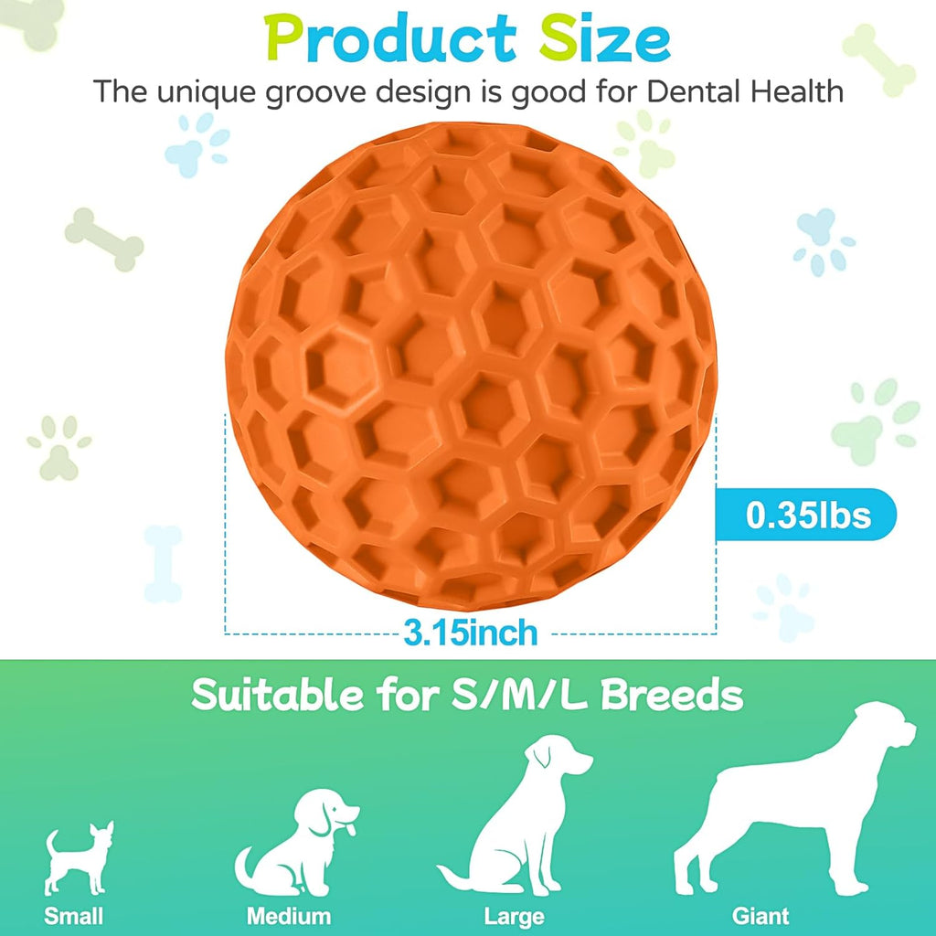 Indestructible Squeaky Dog Balls for Aggressive Chewers, Interactive Dog Toys to Keep , Rubber Dog Chew Toy for Large Medium Breeds, Outdoor Waterproof (3 Colors)