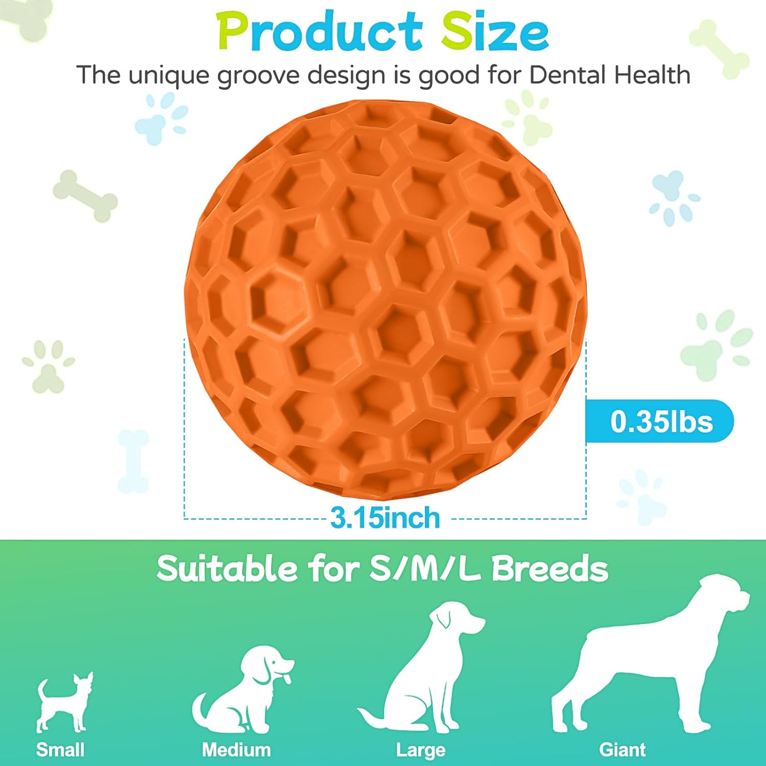 Indestructible Squeaky Dog Balls for Aggressive Chewers, Interactive Dog Toys to Keep , Rubber Dog Chew Toy for Large Medium Breeds, Outdoor Waterproof (3 Colors)