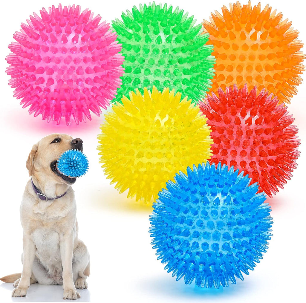 3.5” Squeaky Dog Toy Balls (6 Colors) Puppy Chew Toys for Teething, BPA Free Non-Toxic,  Dog Balls for Medium, Large & Small Dogs, Durable Toys for Aggressive Chewers