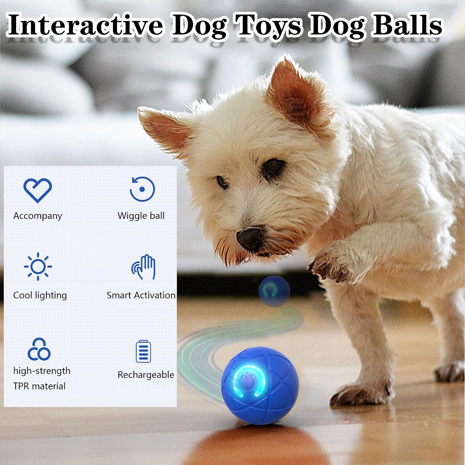 Interactive Dog Toys Dog Balls Activated Automatic Rolling Ball for Puppy Small Medium Dogs Smart Jumping Automatic Moving Bouncing and Rotating Ball Vibrating Keep